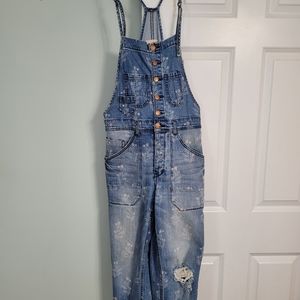 Pilcro The Painters Floral Denim Overalls Jumpsuit SZ 27